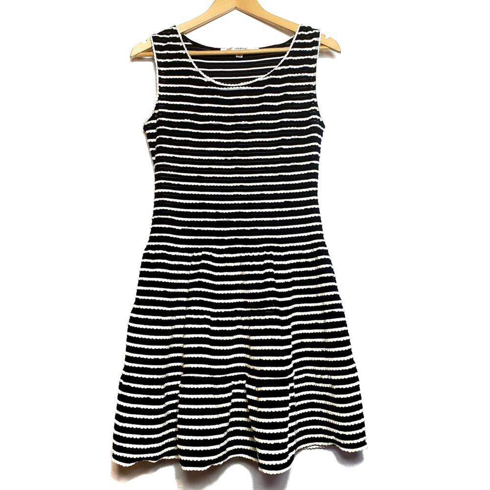 Studio M Knit Sleeveless Tank Stretchy Striped Dress Size S Small